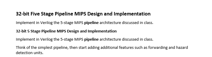 3 2 - bit Five Stage Pipeline MIPS Design and