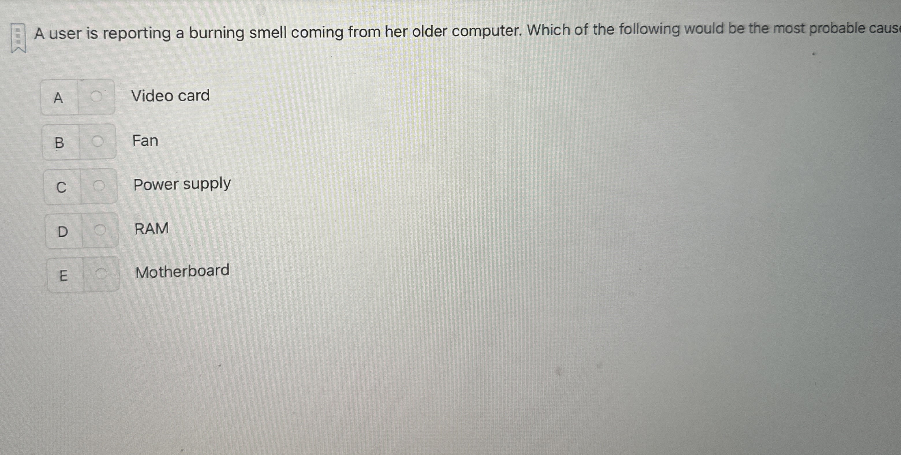 A user is reporting a burning smell coming from