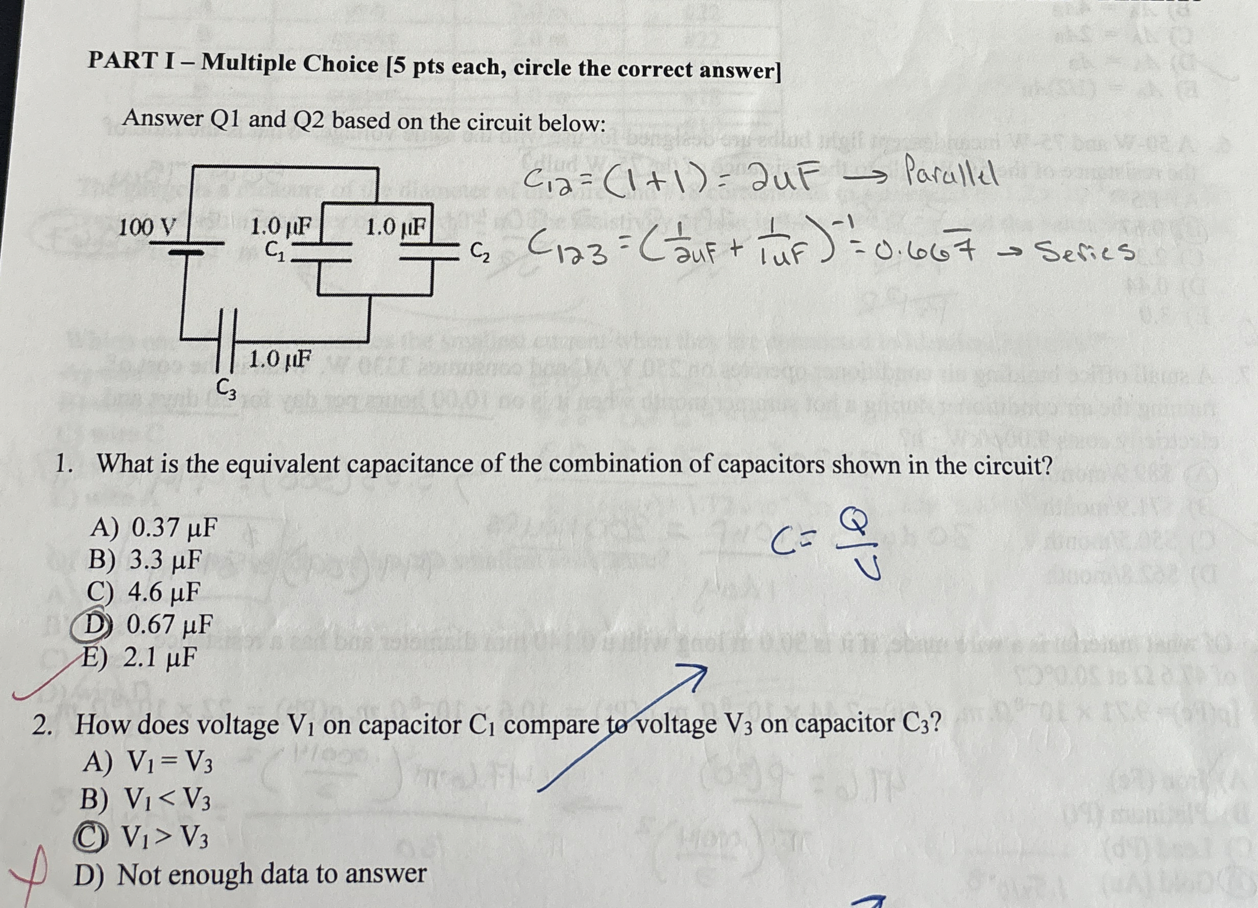 PART I - Multiple Choice [ 5 pts each, circle the
