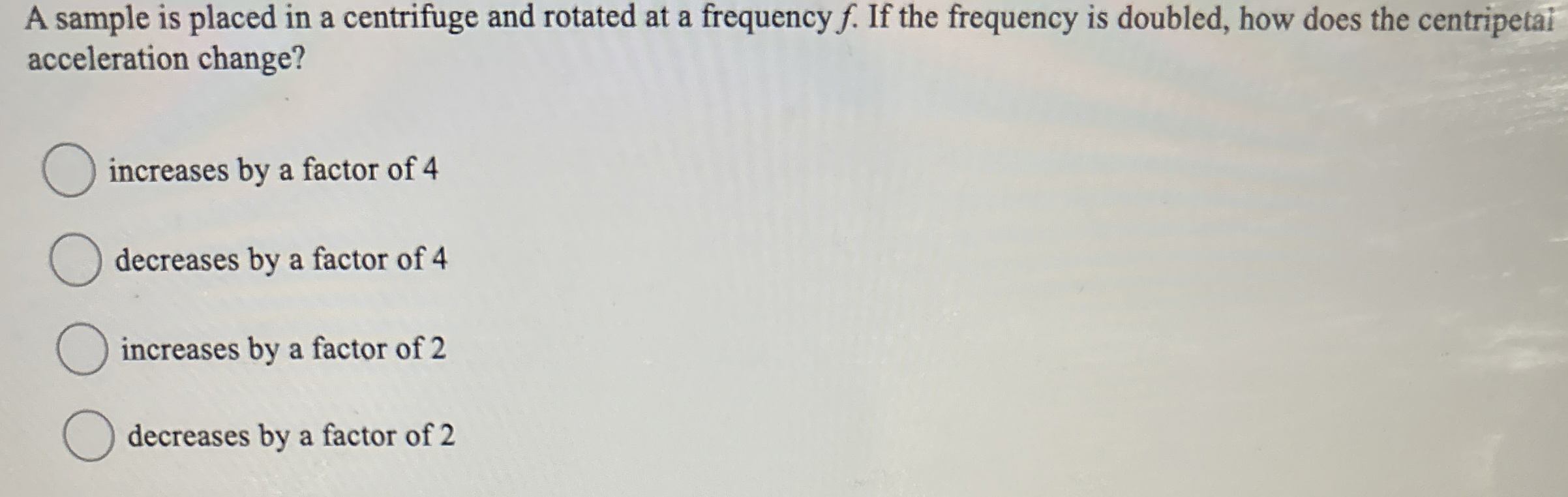 A sample is placed in a centrifuge and rotated at