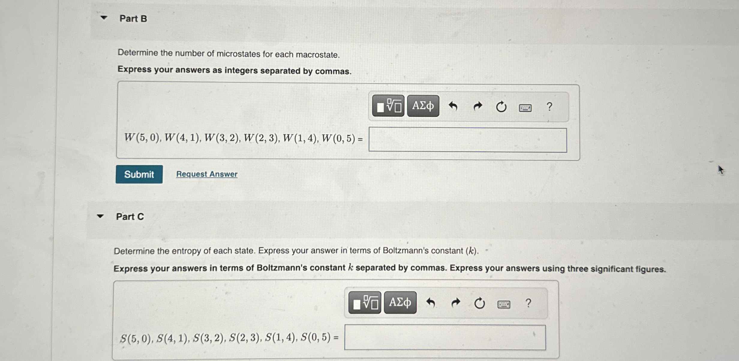 Part B Determine the number of microstates for