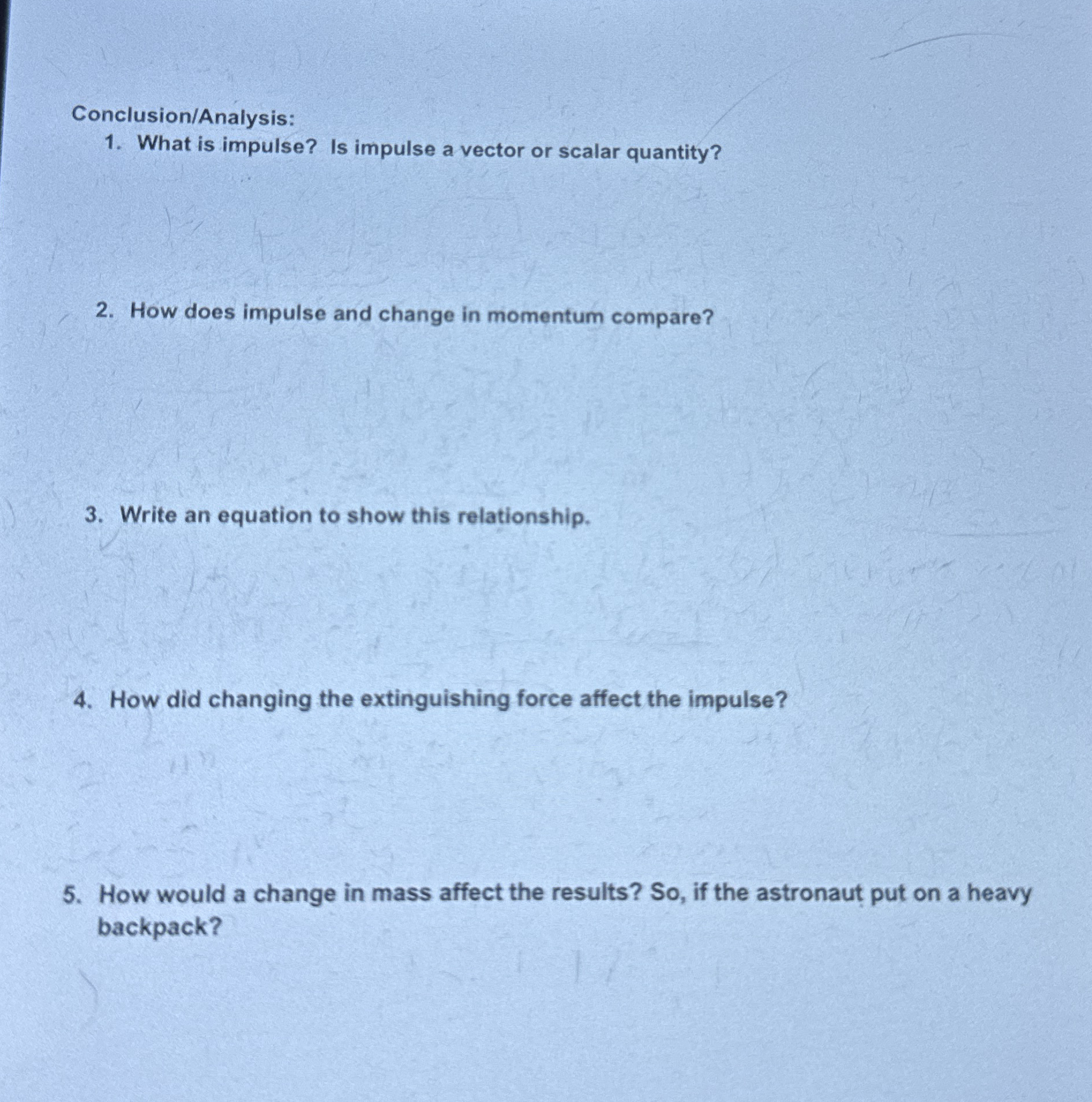 Conclusion / Analysis: What is impulse? Is