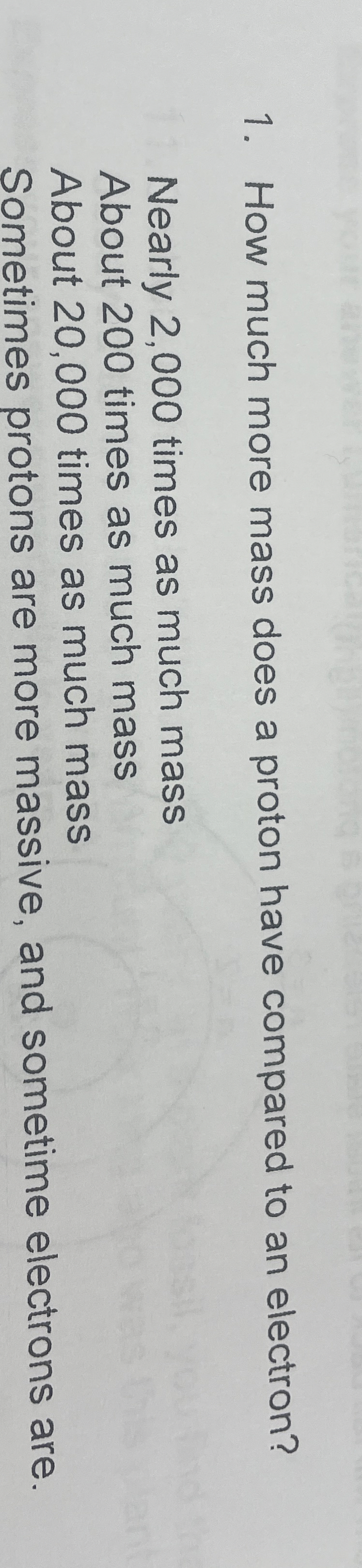 How much more mass does a proton have compared to