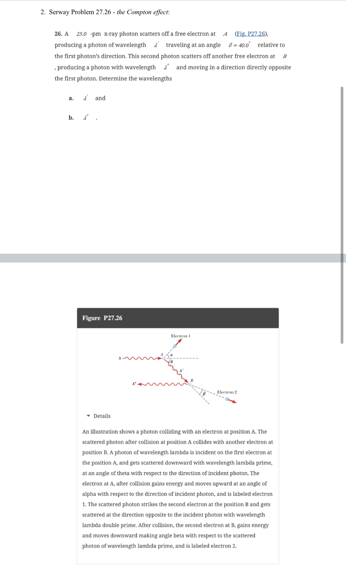 Serway Problem 2 7 . 2 6 - the Compton effect: A