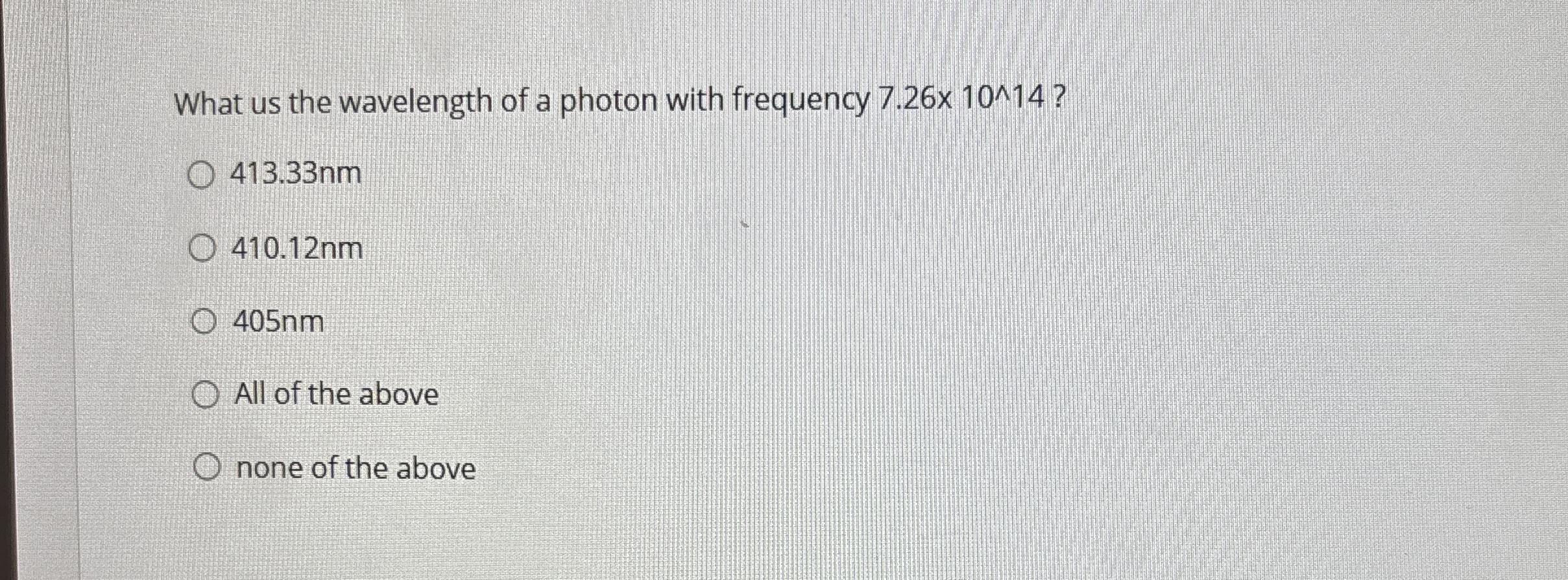 What us the wavelength of a photon with frequency