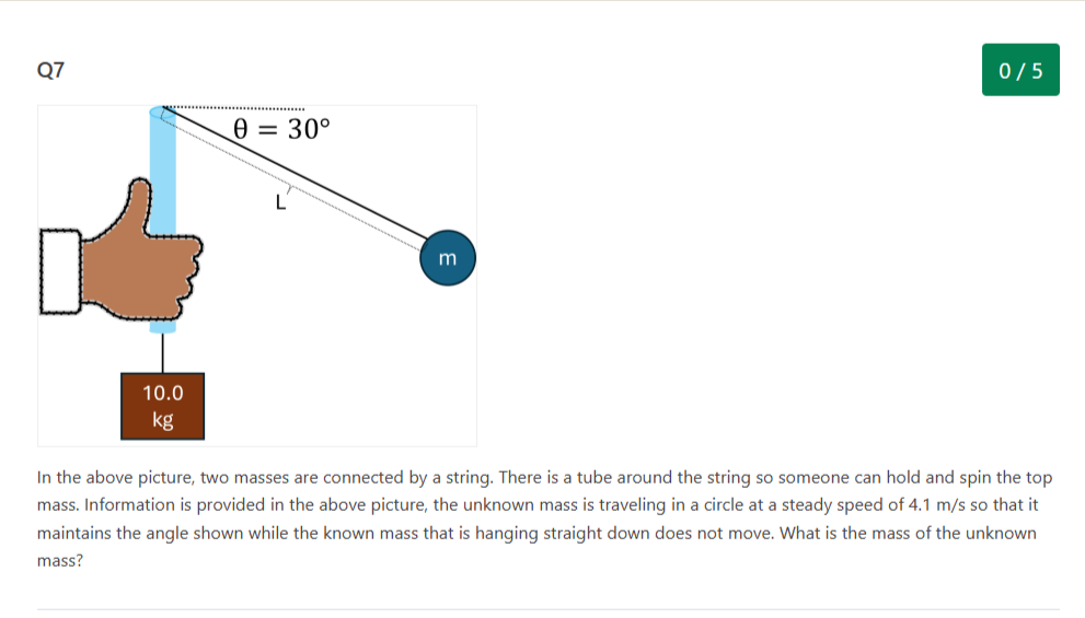 Q 7 In the above picture, two masses are