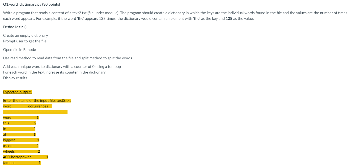 Write a program that reads a content of a text 2