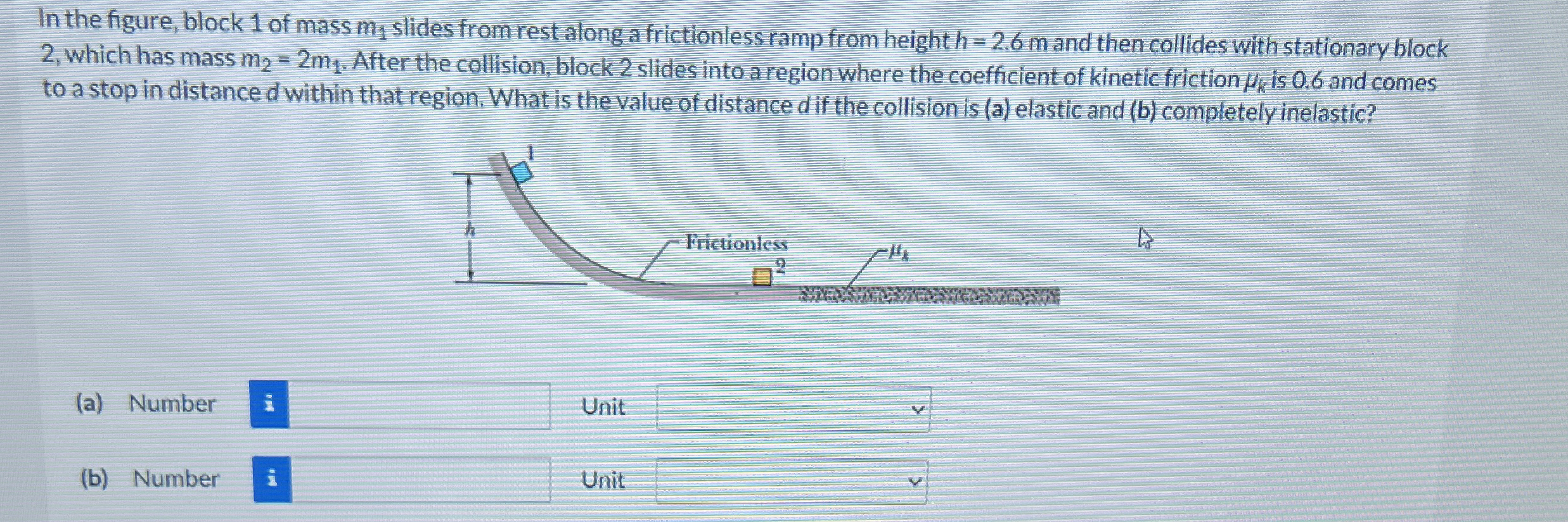 In the figure, block 1 of mass m 1 slides from