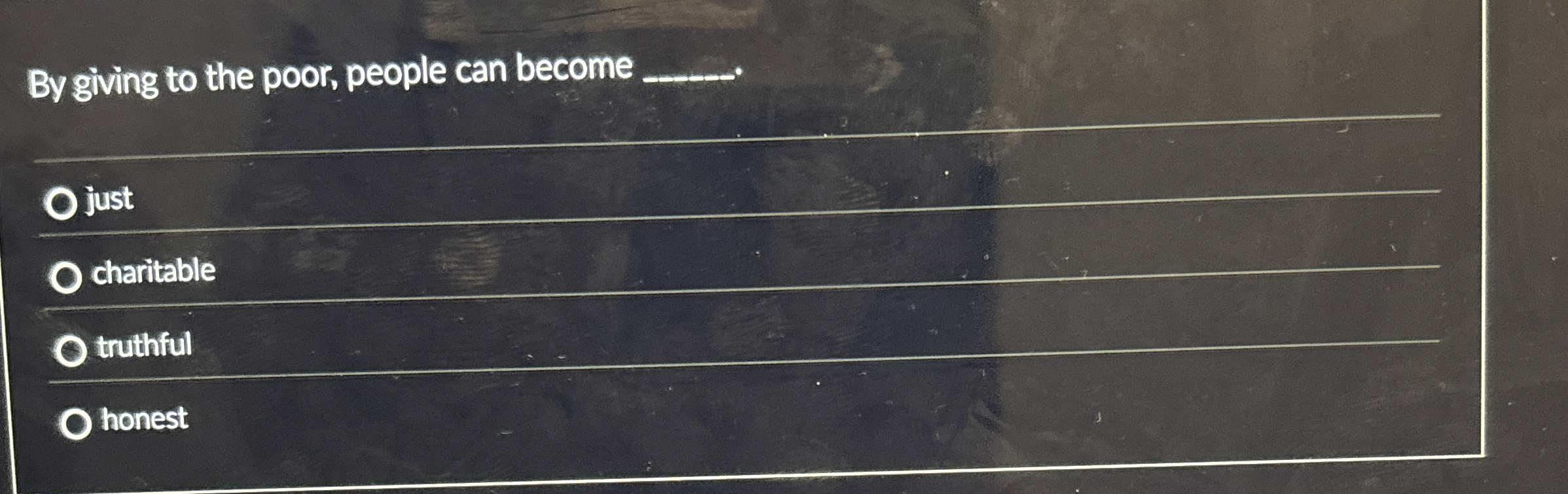 By giving to the poor, people can become q , -