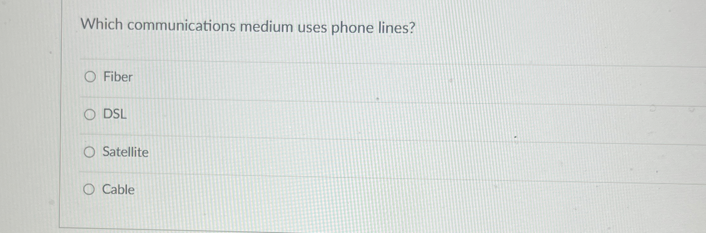 Which communications medium uses phone lines?