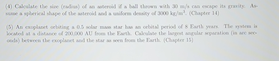 ( 4 ) Calculate the size ( radius ) of an