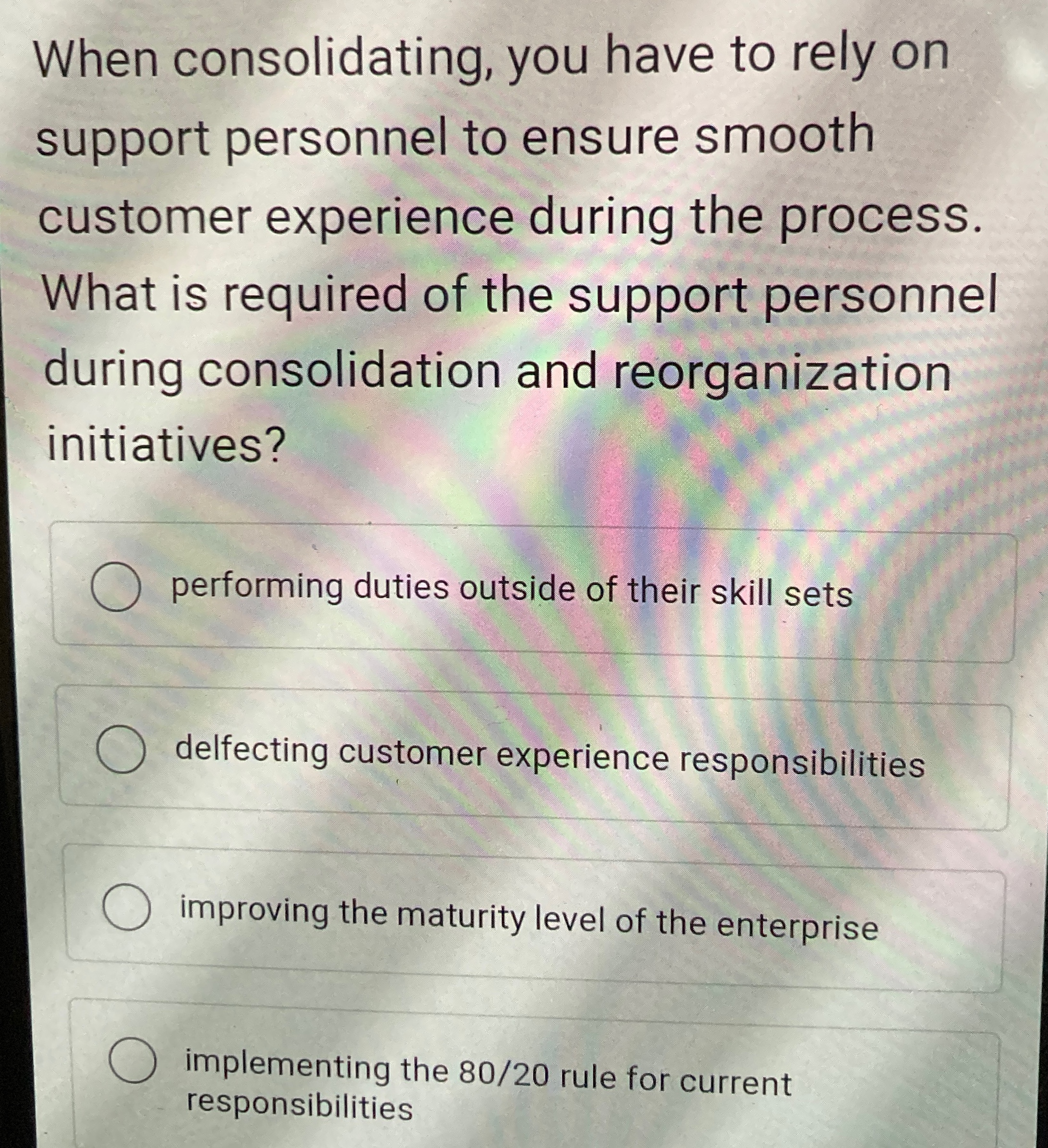 When consolidating, you have to rely on support