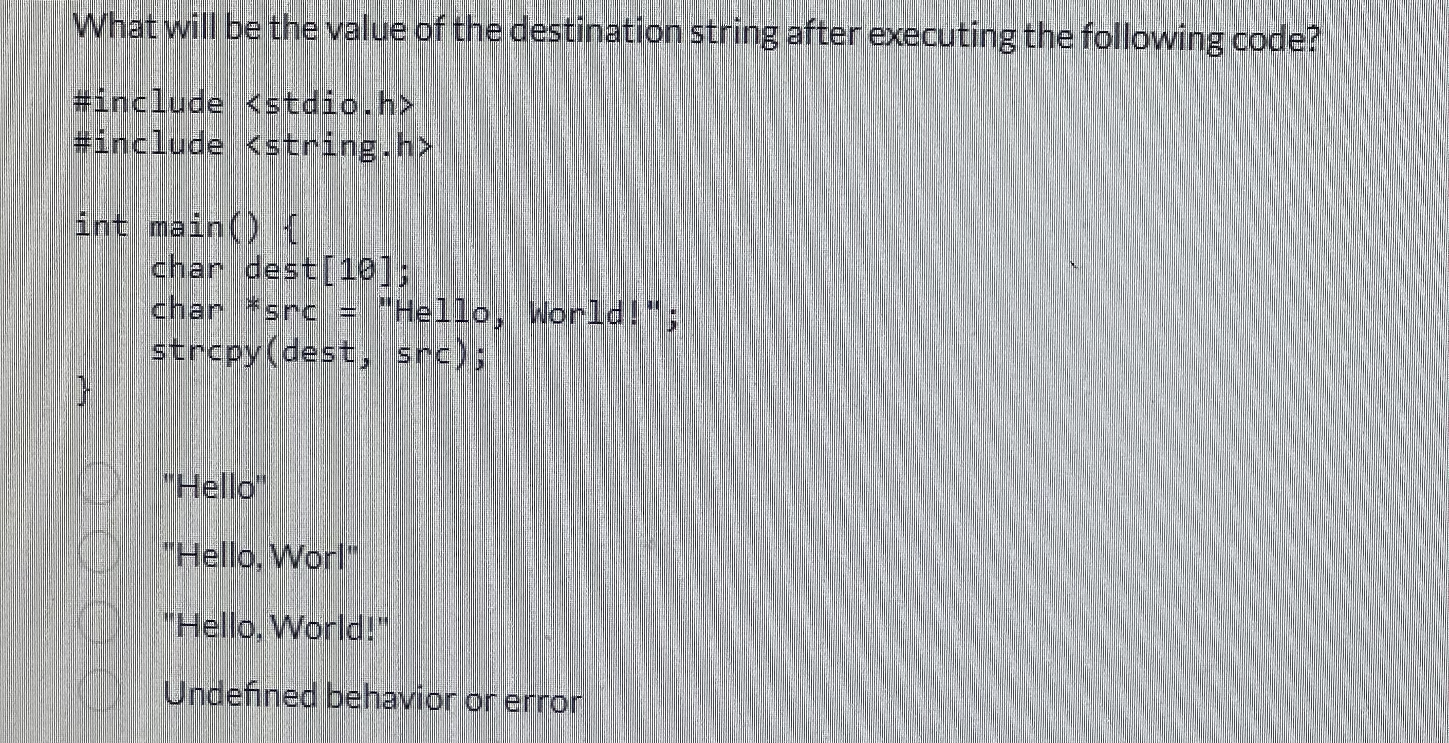 What will be the value of the destination string