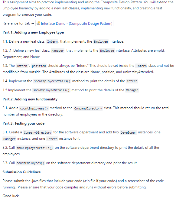 java In this code: Employee is the Component.
