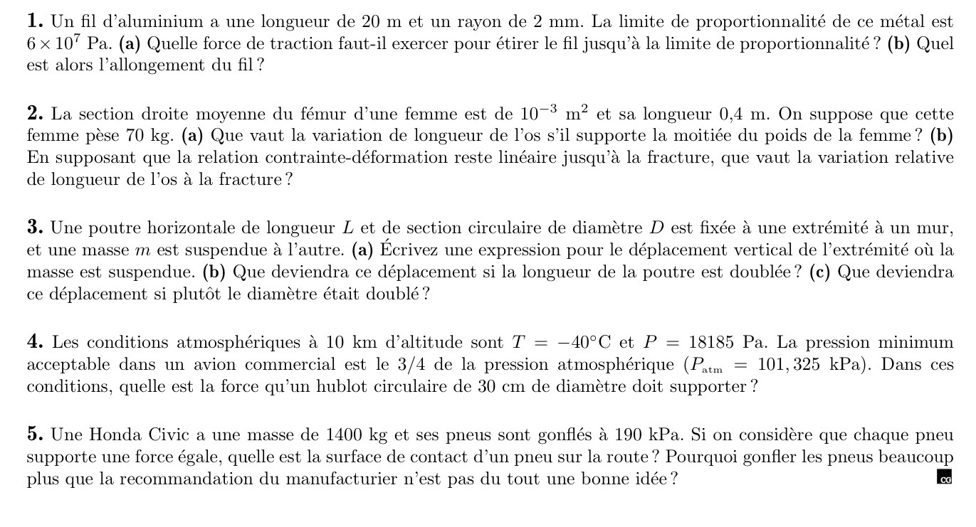 \ table [ [ Mat riau , \ table [ [ Module de ] ,