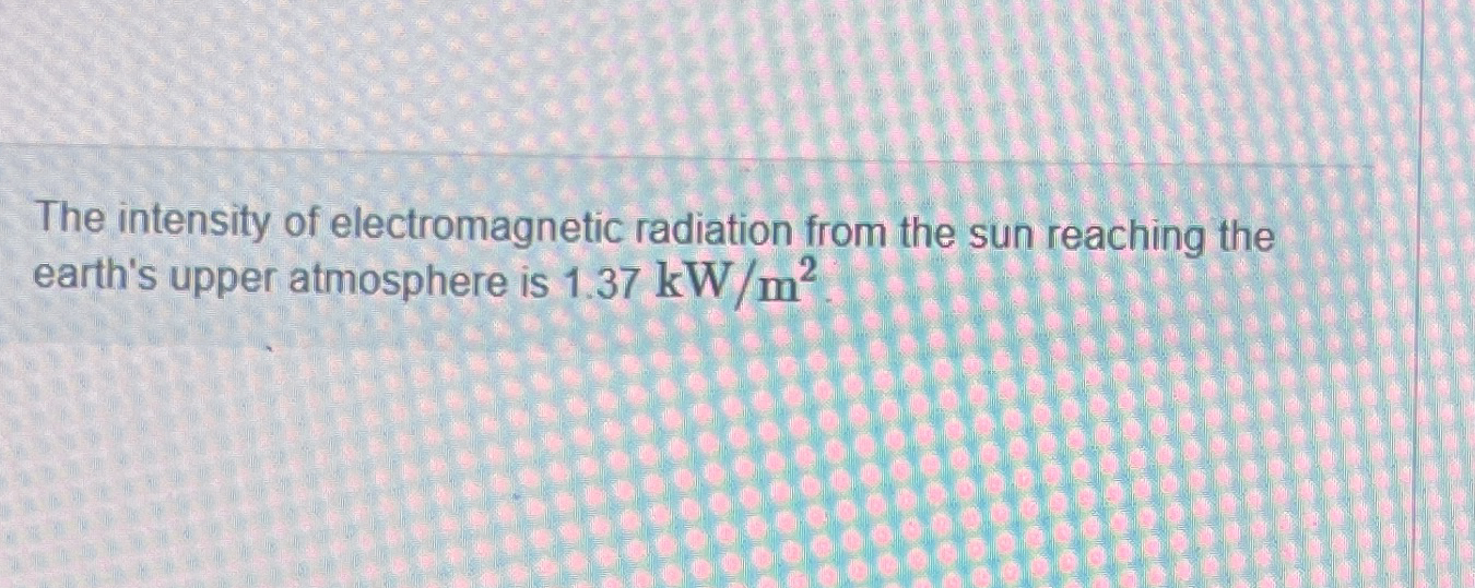 The intensity of electromagnetic radiation from
