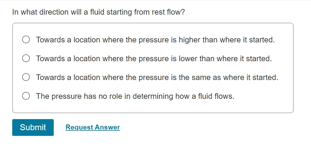 In what direction will a fluid starting from rest