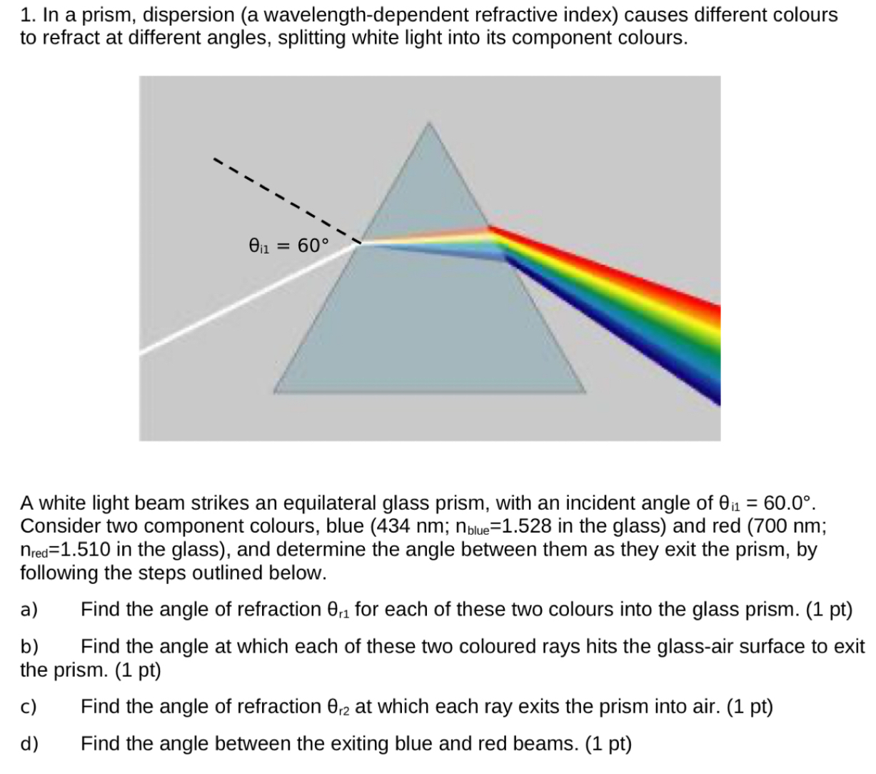 In a prism, dispersion ( a wavelength - dependent