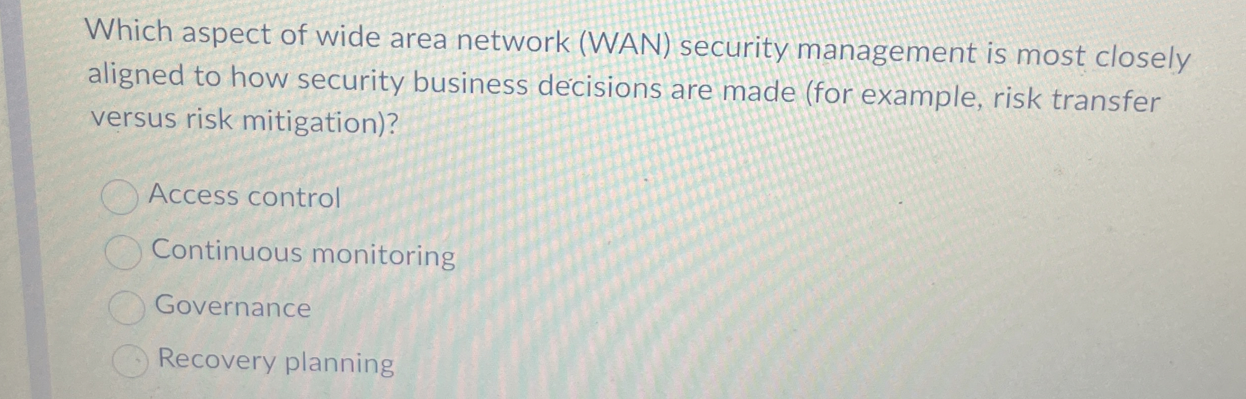 Which aspect of wide area network ( WAN )