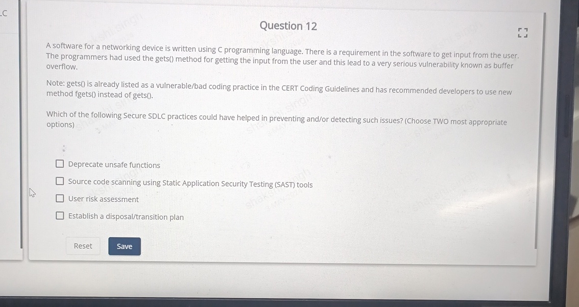 Question 1 2 A software for a networking device