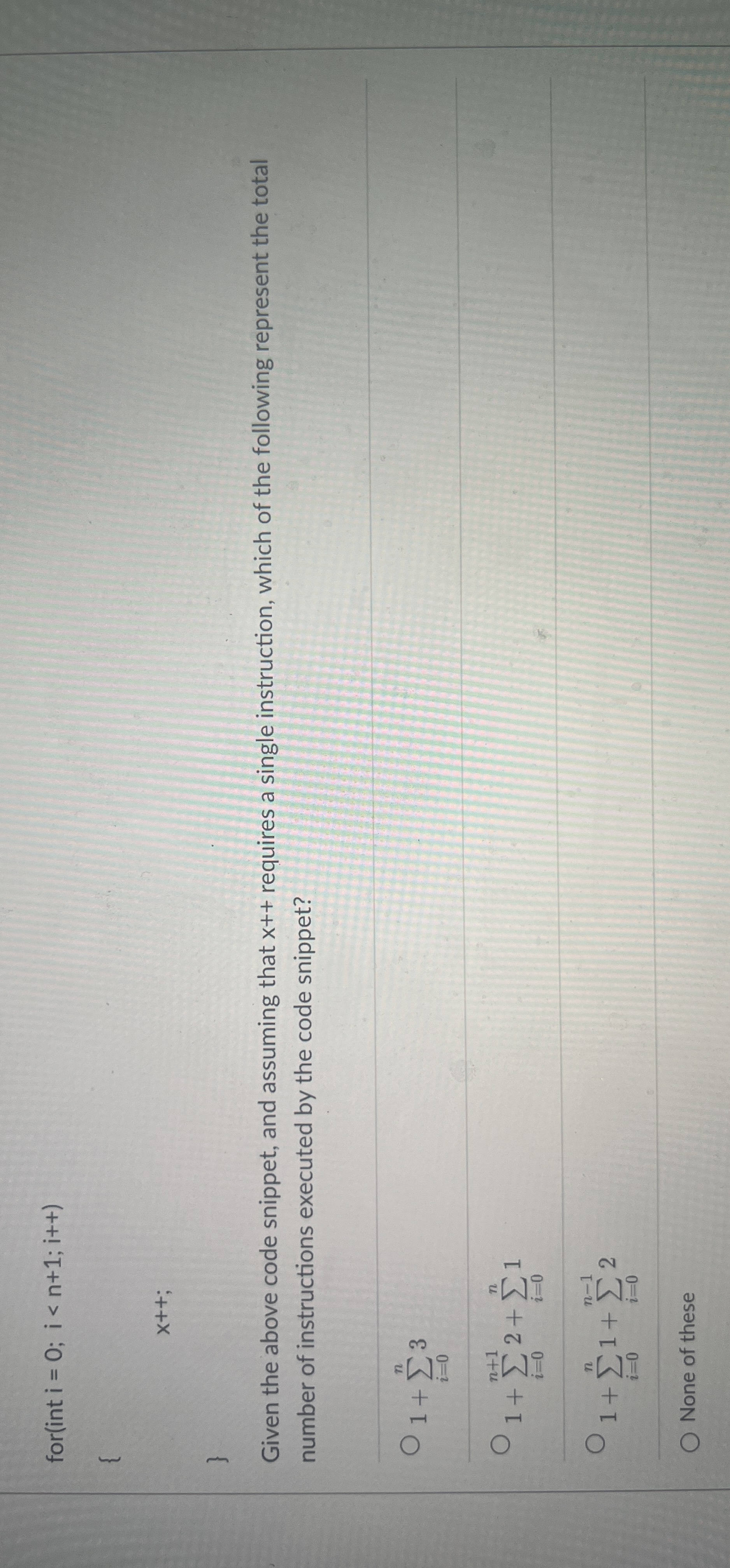 Given the above code snippet, and assuming that x