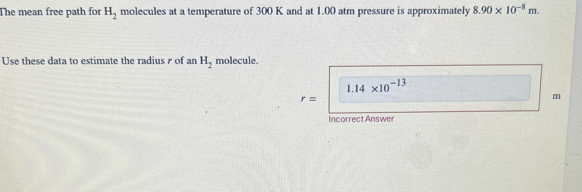 The mean free path for H 2 molecules at a