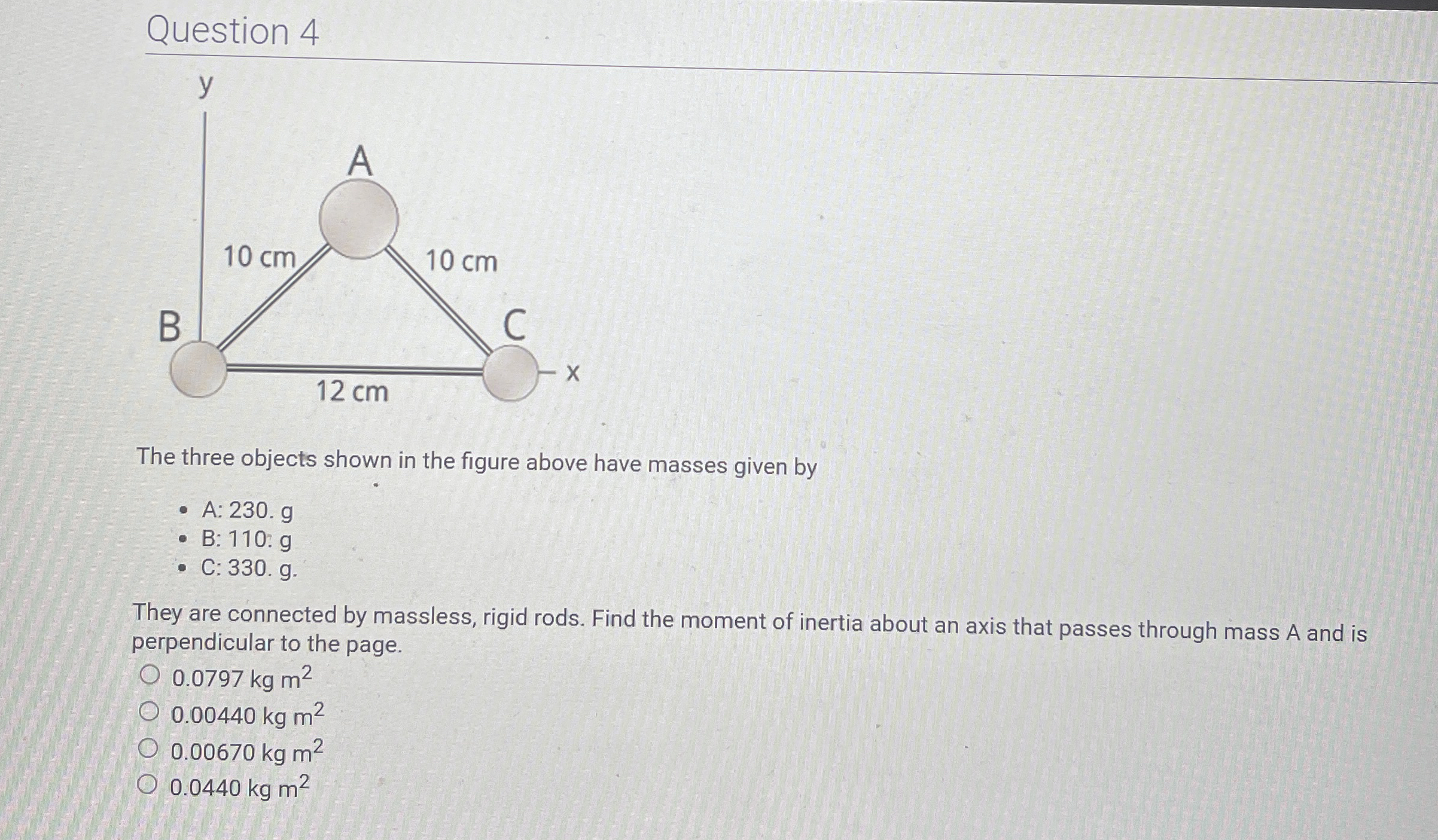 Question 4 The three objects shown in the figure