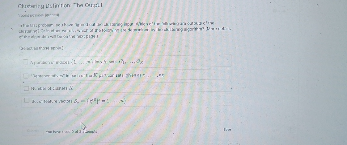 Clustering Definition: The Output 1 point