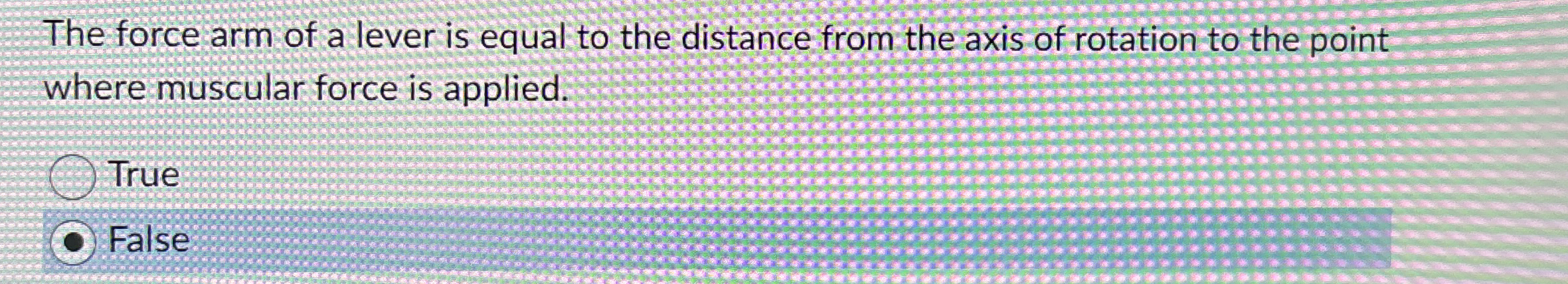 The force arm of a lever is equal to the distance