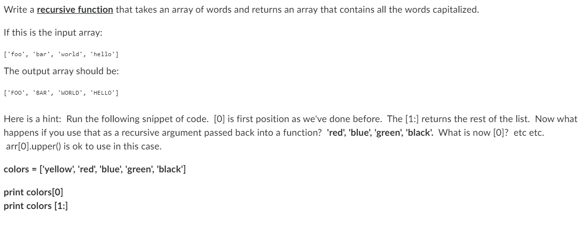 Write a recursive function that takes an array of