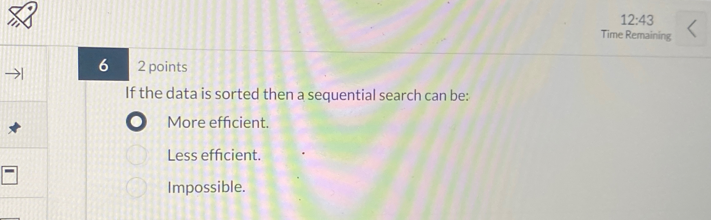 1 2 : 4 3 Time Remaining 6 2 points If the data