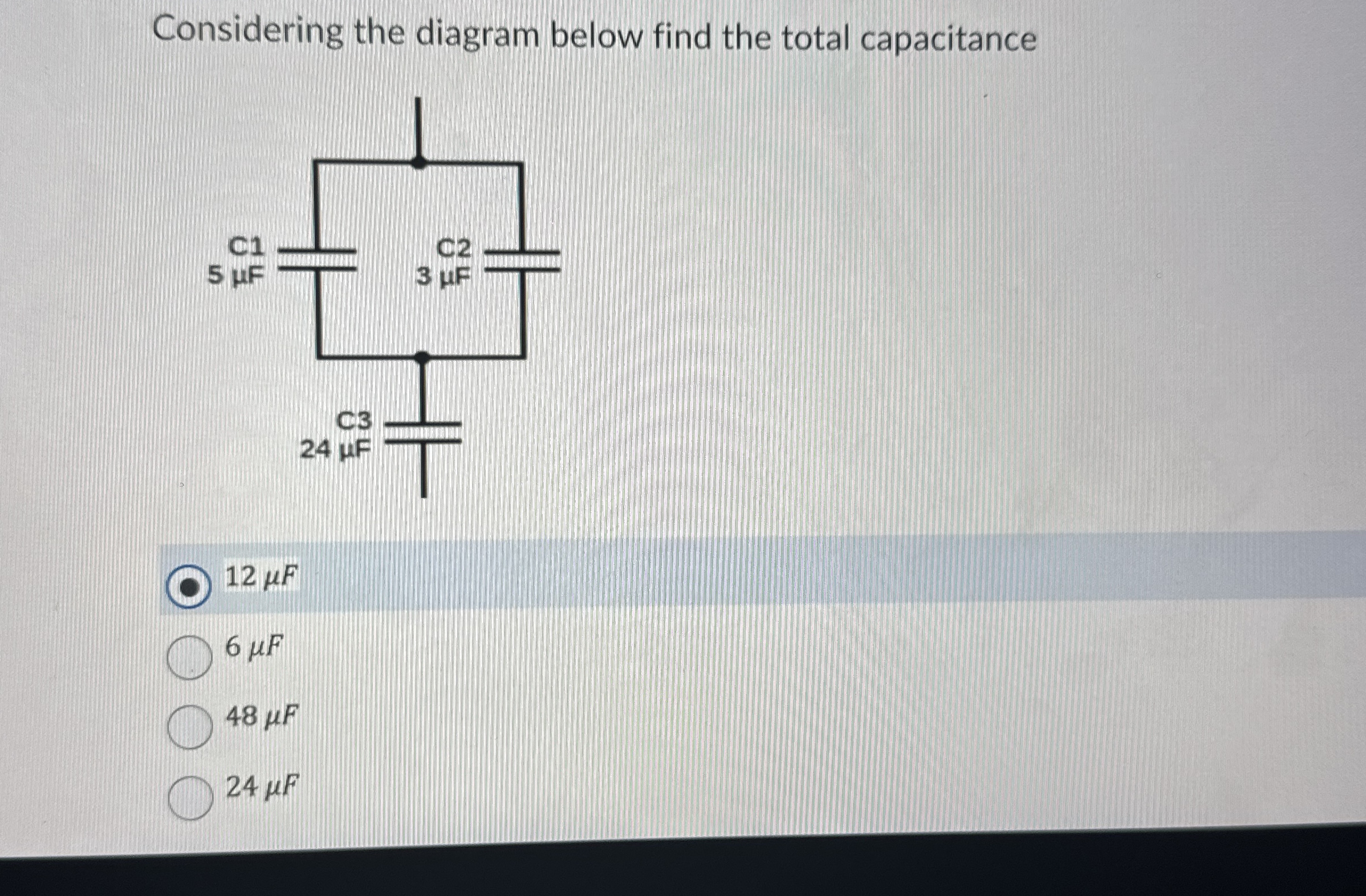 Considering the diagram below find the total