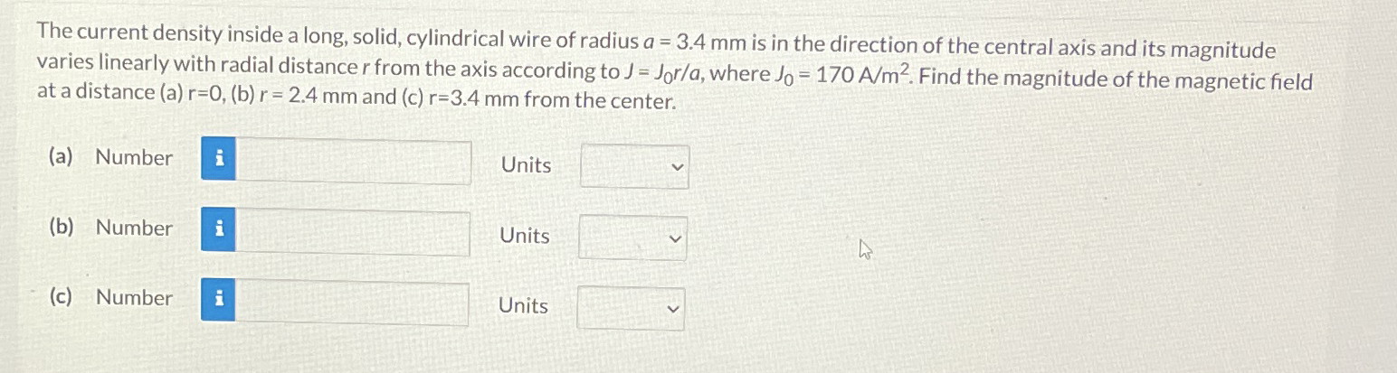 The current density inside a long, solid,