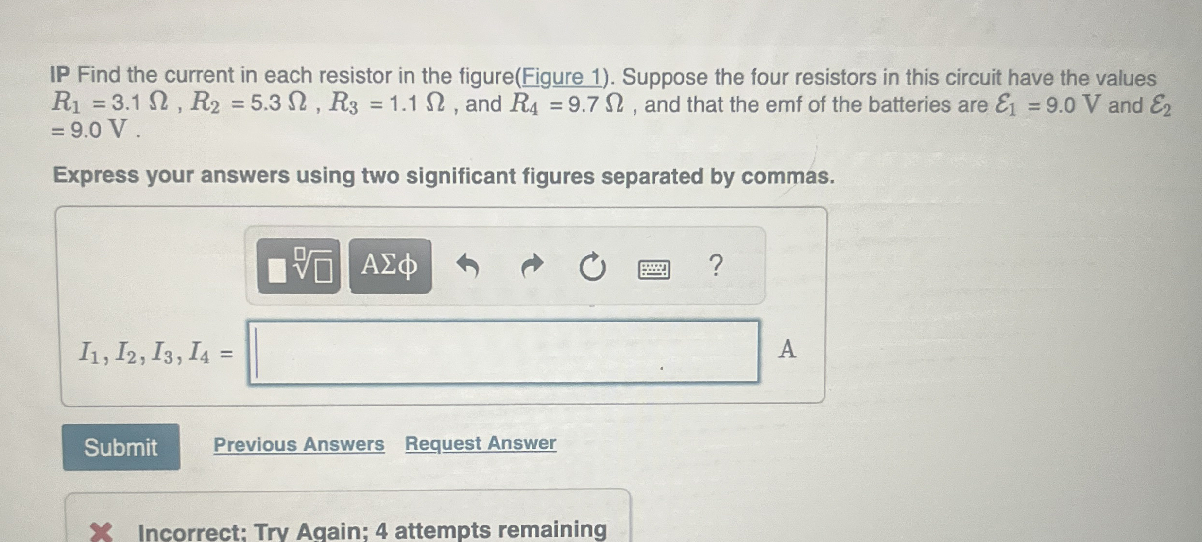 IP Find the current in each resistor in the