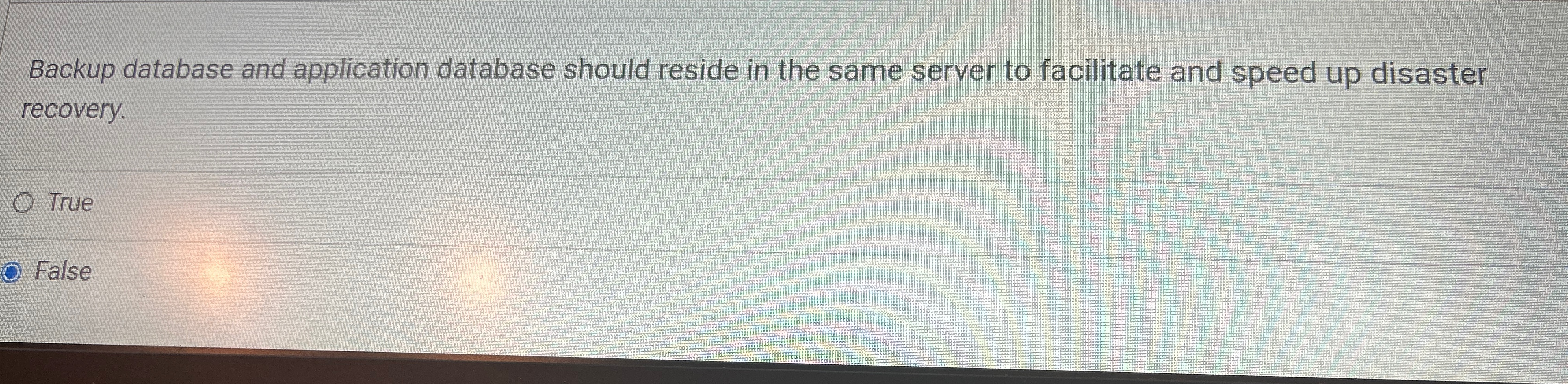 Backup database and application database should