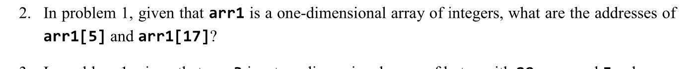 In problem 1 , given that arr 1 is a one -