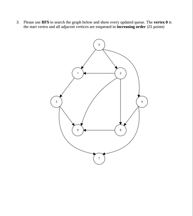 Please use BFS to search the graph below and show