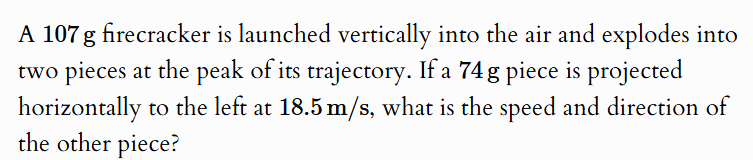 A 1 0 7 g firecracker is launched vertically into