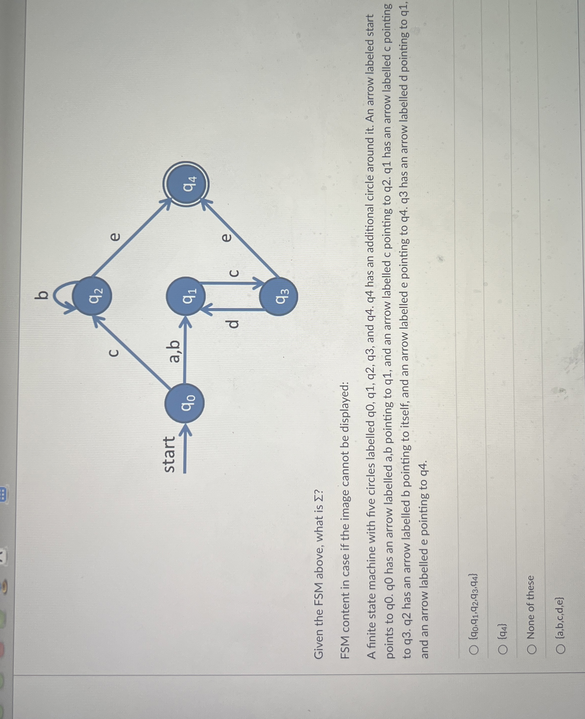Given the FSM above, what is ? FSM content in