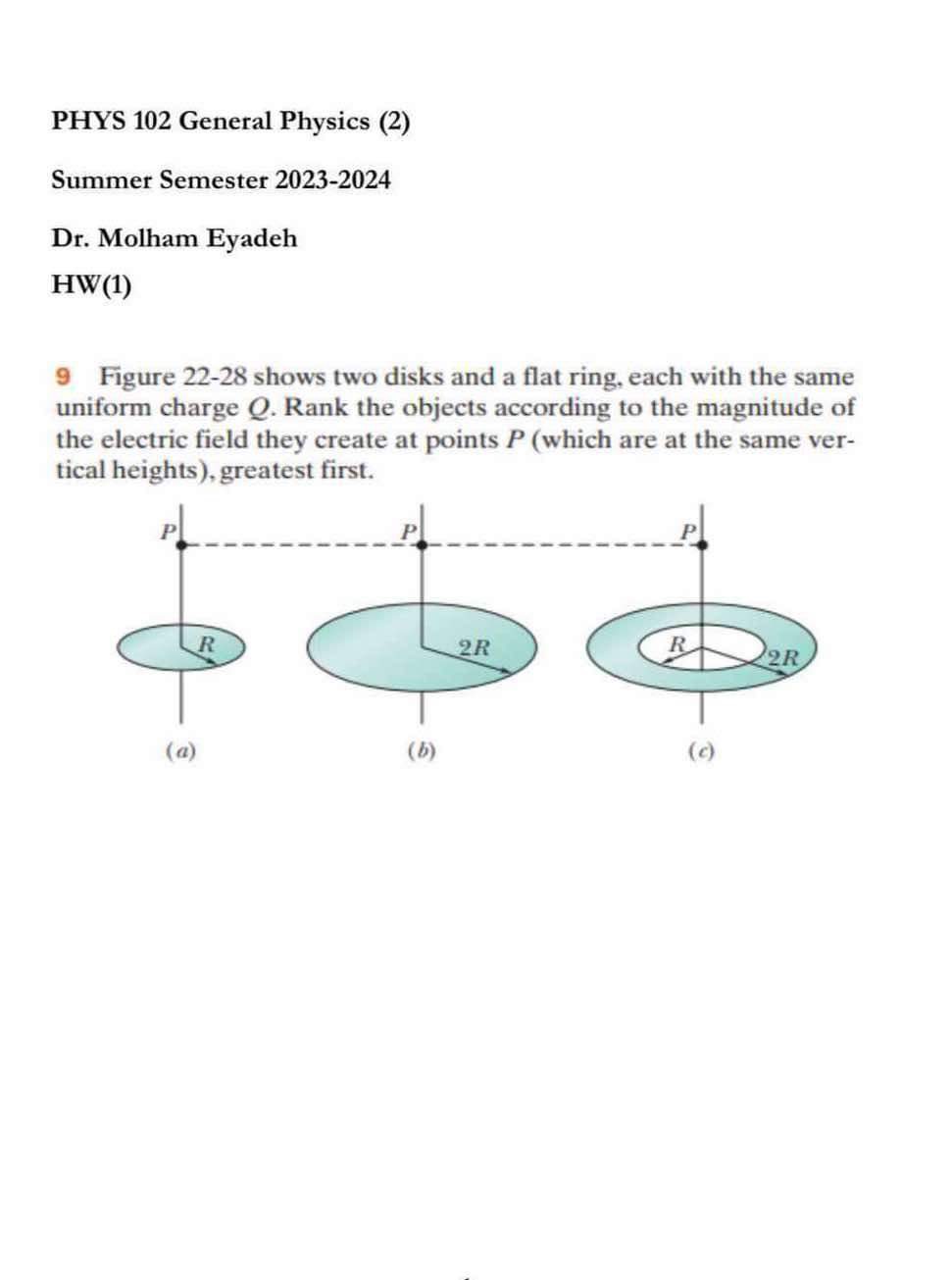 PHYS 1 0 2 General Physics ( 2 ) Summer Semester