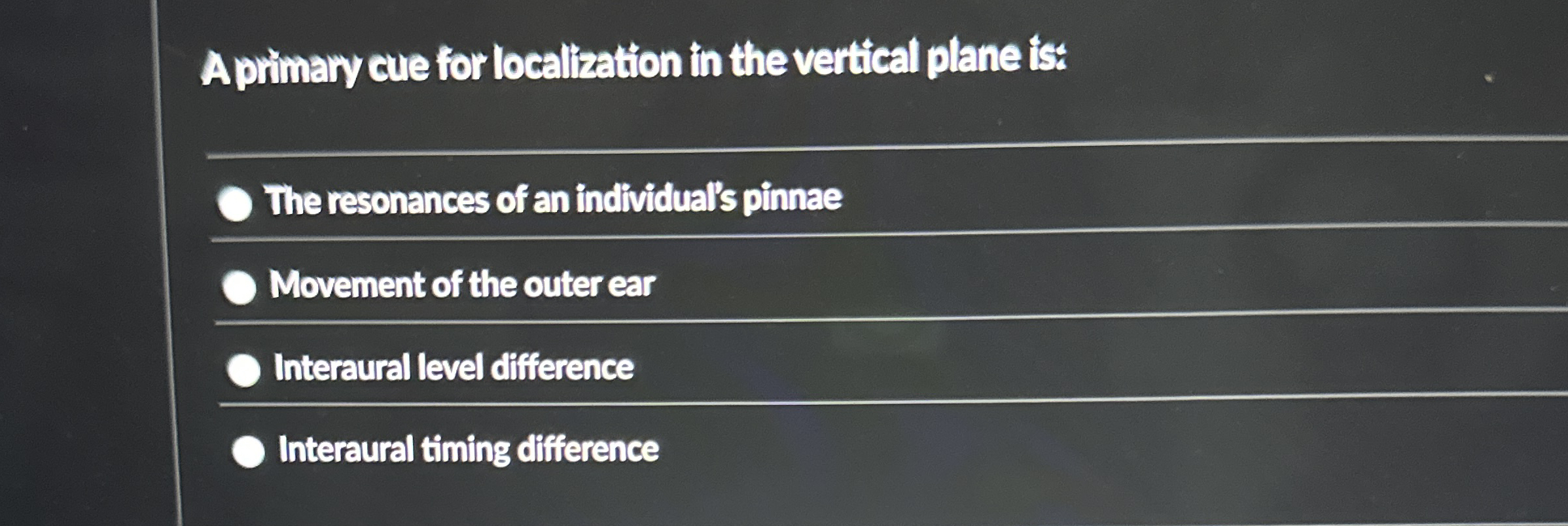 A primary cue for localization in the vertical