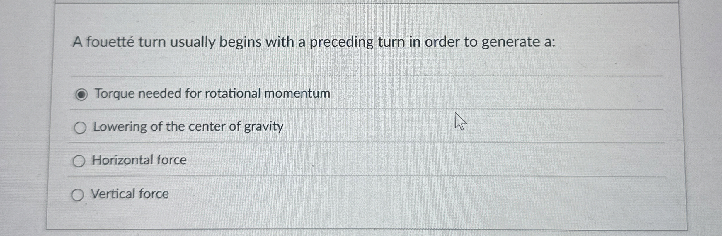 A fouett turn usually begins with a preceding