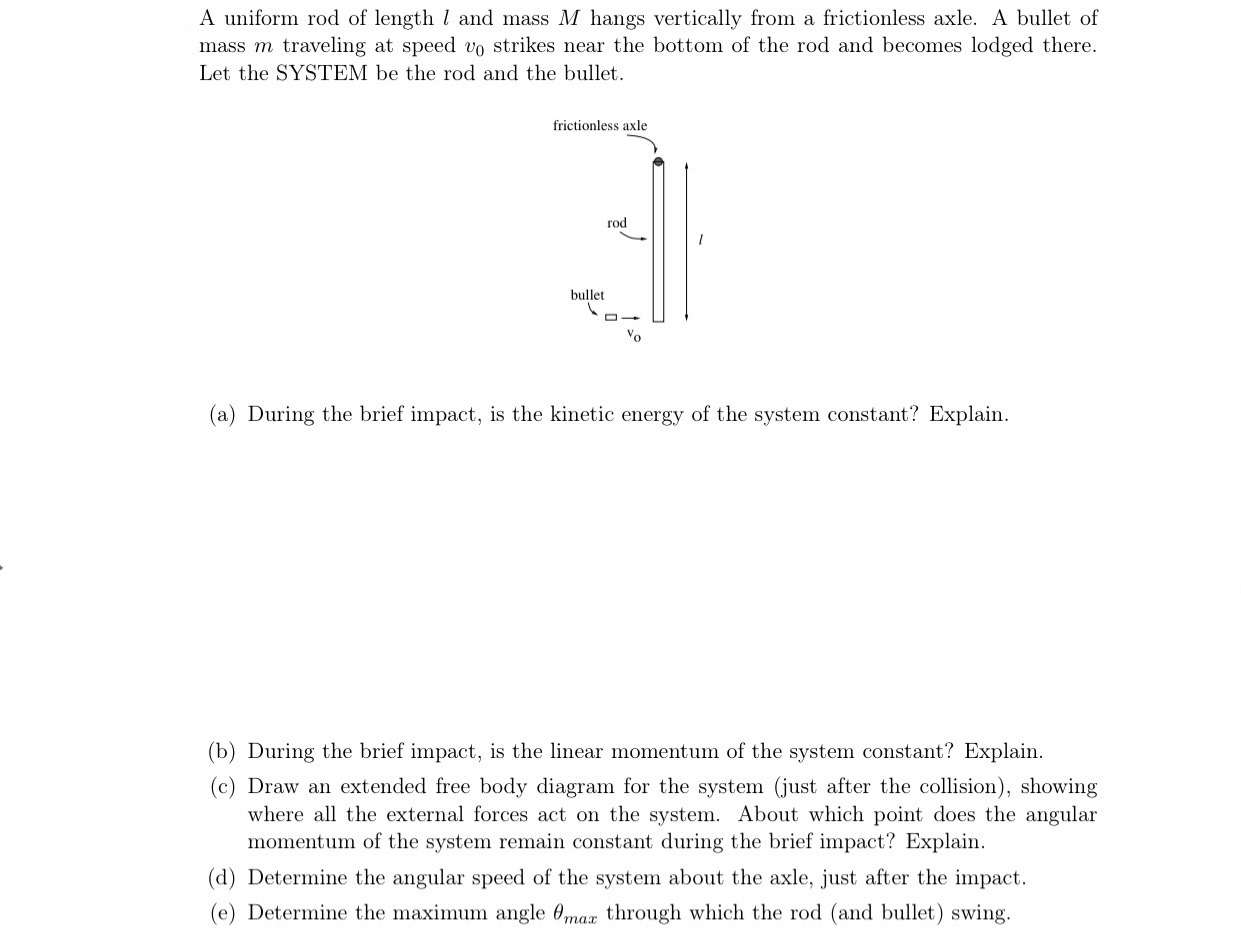 A uniform rod of length \ ( l \ ) and mass \ ( M