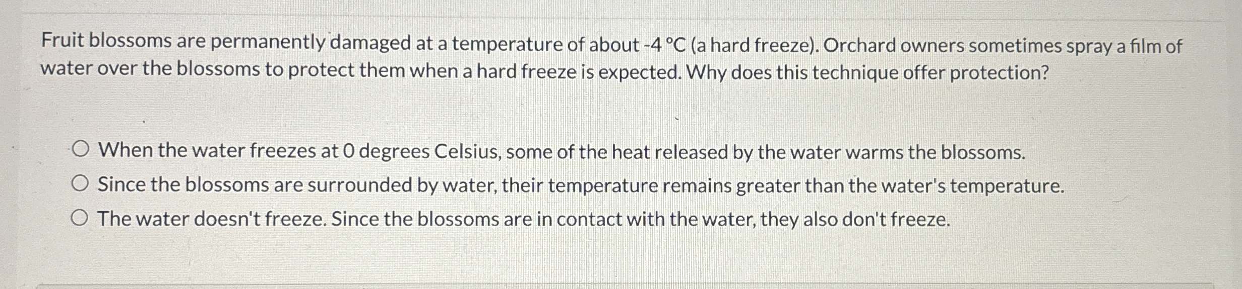 Fruit blossoms are permanently damaged at a