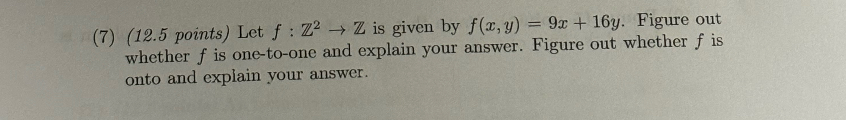 ) Let f : Z 2 Z is given by f ( x , y ) = 9 x + 1