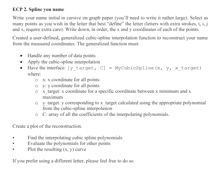 ECP 2 . Spline you name Write your name initial