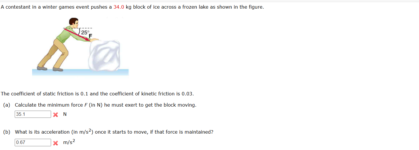 A contestant in a winter games event pushes a 3 4