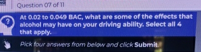 Question 0 7 of 1 1 At 0 . 0 2 to 0 . 0 4 9 BAC,