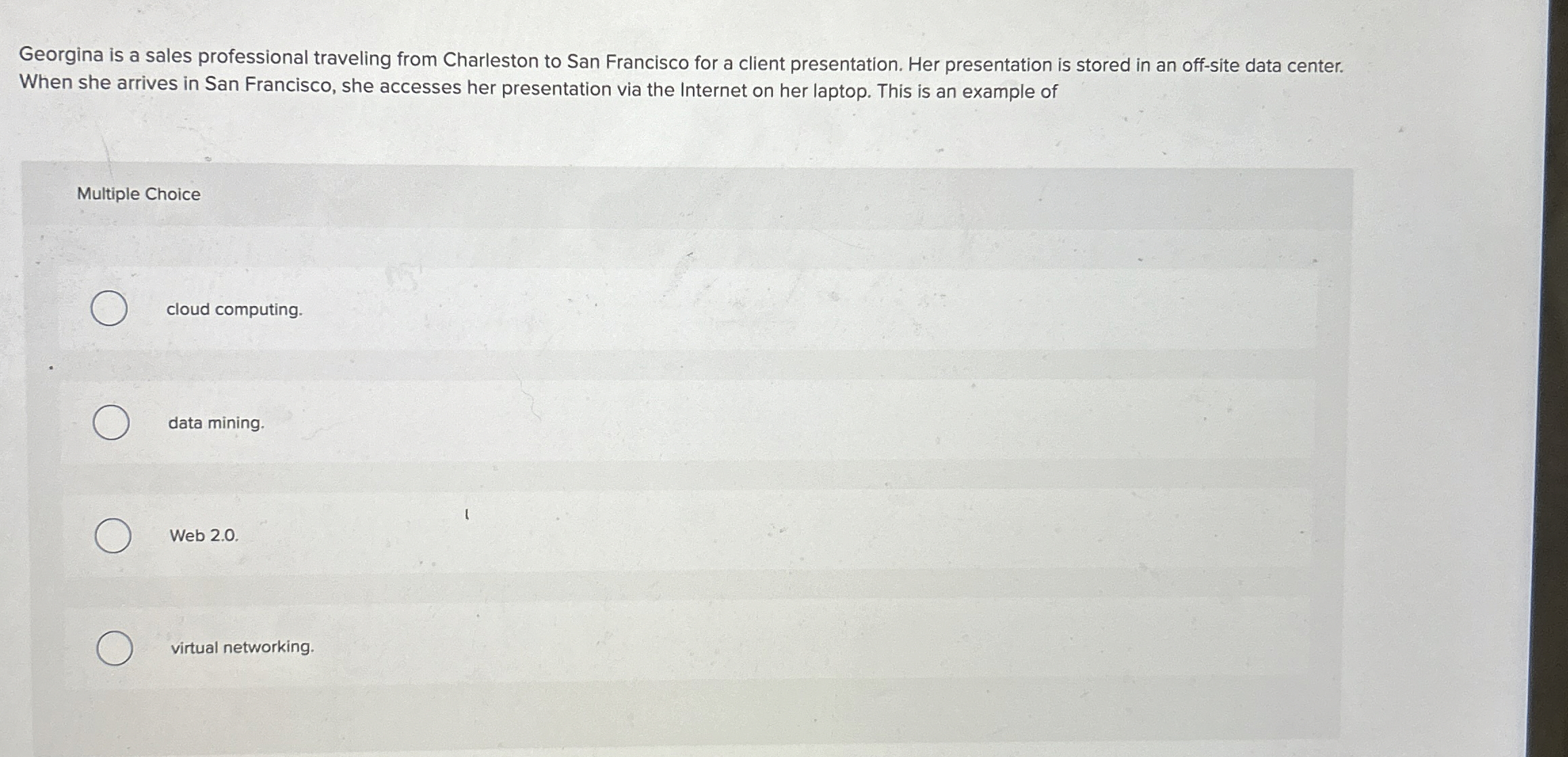 Georgina is a sales professional traveling from