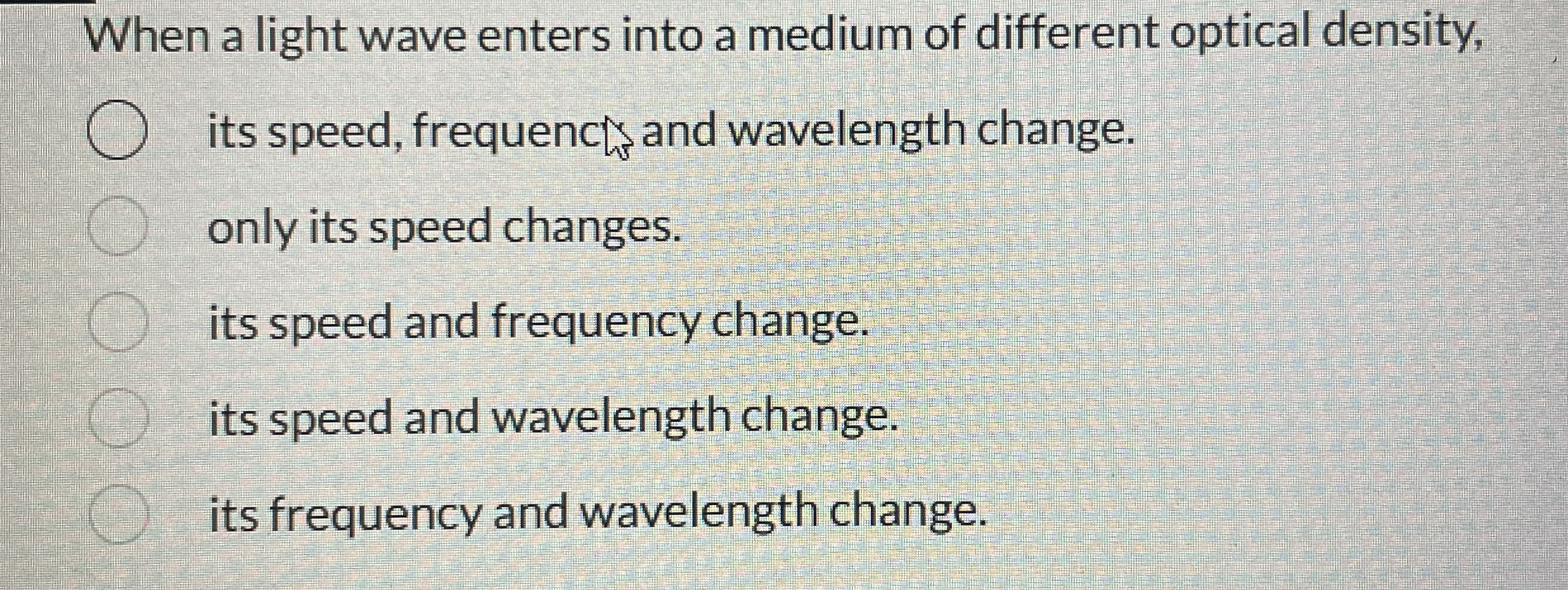 When a light wave enters into a medium of